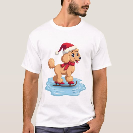 プードルのアイススケーター Tシャツ (正面)