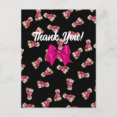 プードルのオードル（ピンクオンブラック）ありがとう ポストカード (正面)