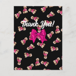 プードルのオードル（ピンクオンブラック）ありがとう ポストカード