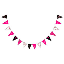 プードルのオードル（ピンクオンブラック）パーティー バンティングフラッグ