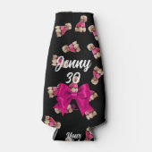 プードルのオードル（ピンクオンブラック）パーティー ボトルクーラー (正面)