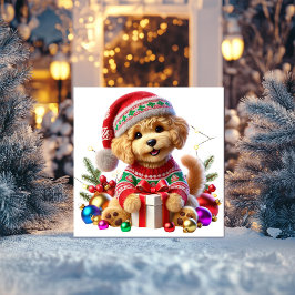 プードルのクリスマスプレゼント シーズンカード