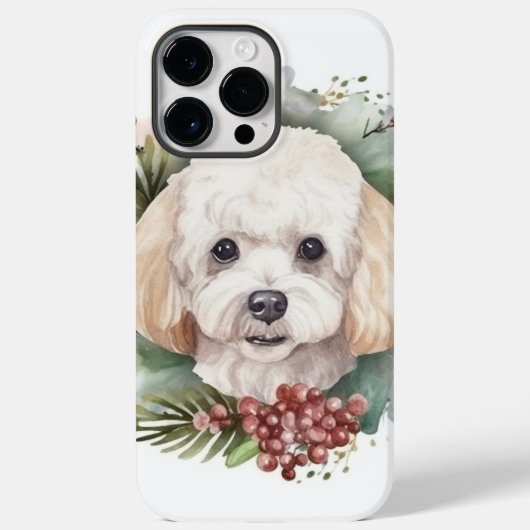 プードルのクリスマスリース フェスティブな仔犬  Case-Mate iPhoneケース (裏面)