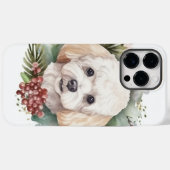 プードルのクリスマスリース フェスティブな仔犬  Case-Mate iPhoneケース (裏面 (横))