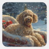 プードルのクリスマス  スクエアシール (正面)