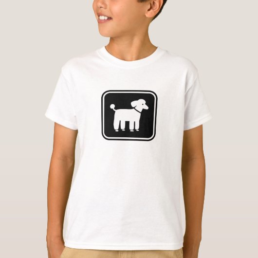 プードルのグラフィック (黒地に白) Tシャツ (正面)