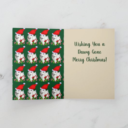 プードルのサンタのかわいいクリスマス シーズンカード (内部)