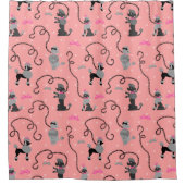 プードルのスカートのモダンなレトロのピンクの黒50sの世紀半ば シャワーカーテン (正面)