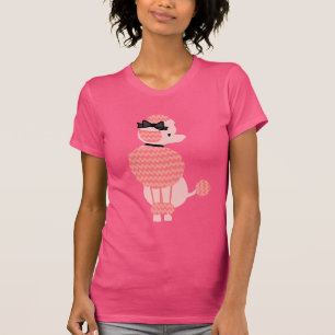 プードルのスカートのレトロのピンクの着席50s犬 tシャツ