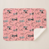 プードルのスカートのレトロのピンクの黒いモダン50sパターン シェルパブランケット (正面(横))