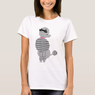 プードルのスカートのレトロの灰色の着席50s犬 tシャツ