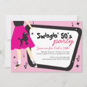 プードルのスカートの50年代のテーマのパーティの招待状 招待状 (正面)