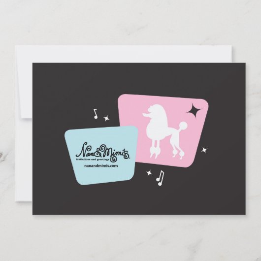 プードルのスカートの50年代のテーマのパーティの招待状 招待状 (裏面)