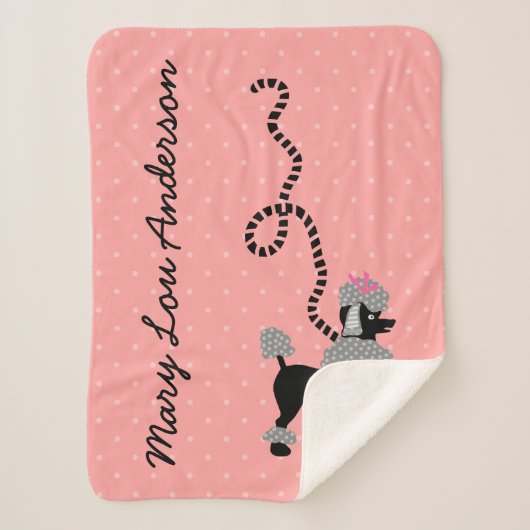 プードルのスカート犬のレトロのピンク50sのモダンの名前をカスタムする シェルパブランケット (正面)