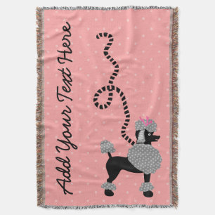 プードルのスカート犬のレトロのピンク50sのモダンはカスタムに点を打ちます スローブランケット