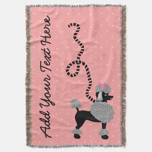 プードルのスカート犬のレトロのピンク50sのモダンはカスタムに点を打ちます スローブランケット (正面縦)