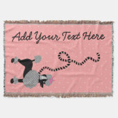 プードルのスカート犬のレトロのピンク50sのモダンはカスタムに点を打ちます スローブランケット (正面)