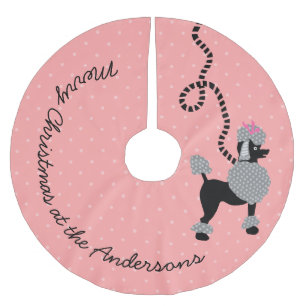 プードルのスカート犬のレトロのピンク50sのモダンはカスタムに点を打ちます ブラッシュドポリエステルツリースカート