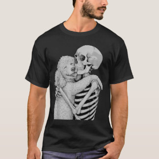 プードルのスケルトンのハグ ハロウィン ドッグ ラバー Tシャツ