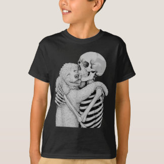 プードルのスケルトンのハグ ハロウィン ドッグ ラバー Tシャツ