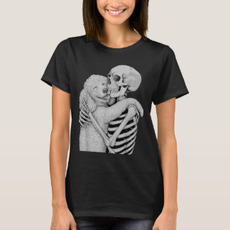 プードルのスケルトンのハグ ハロウィン ドッグ ラバー Tシャツ
