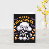 プードルのスケルトン ハッピーハロウィン カード (黄色い花)