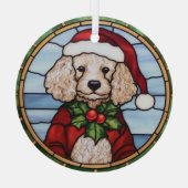 プードルのステンドグラス クリスマス ガラスオーナメント (裏面)