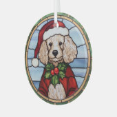 プードルのステンドグラス クリスマス ガラスオーナメント (正面左)