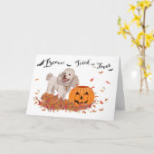プードルのハロウィン カード (黄色い花)