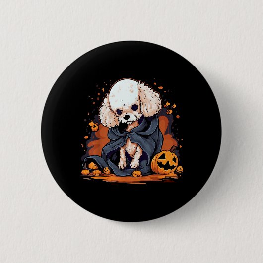 プードルのハロウィン 缶バッジ (正面)