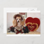 プードルのバレンタイン愛犬のビクトリアンな写真 シーズンポストカード (正面/裏面)