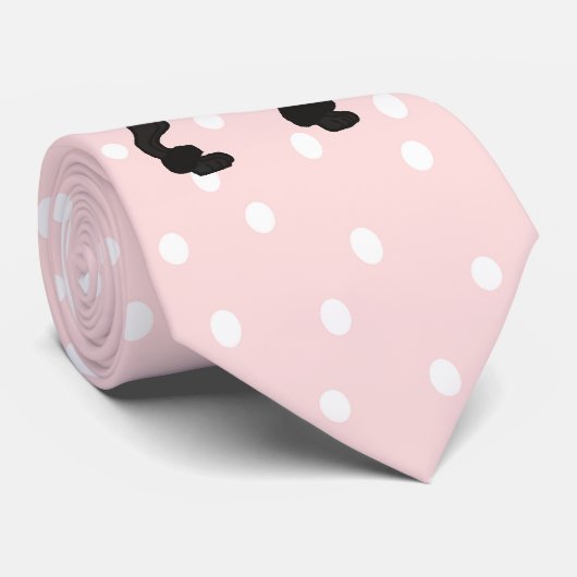 プードルのピンクの水玉模様の首のタイ ネクタイ (ロール)
