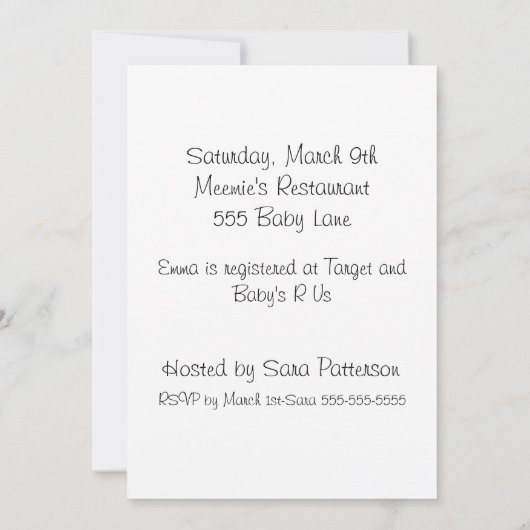 プードルのベビーシャワーの招待状を騙します 招待状 (裏面)