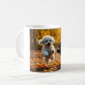 プードルの子犬のジャンプ コーヒーマグカップ (正面左)