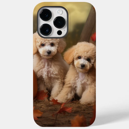 プードルの子犬の秋の喜びのかぼちゃ Case-Mate iPhoneケース (裏面)