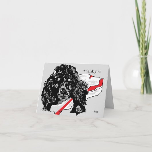 プードルの折り畳みサンキューカードスケッチ サンキューカード (正面)