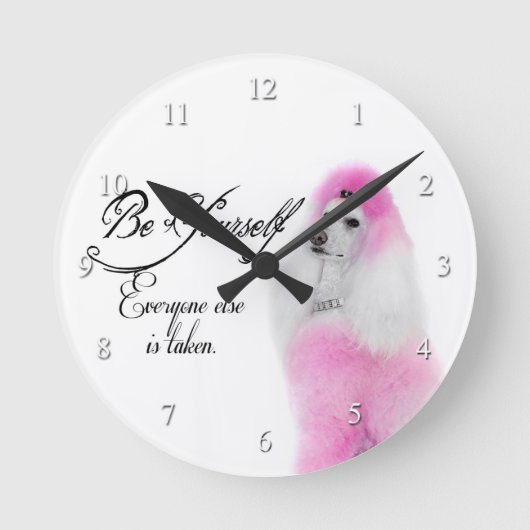 プードルの時計 ラウンド壁時計 (正面)