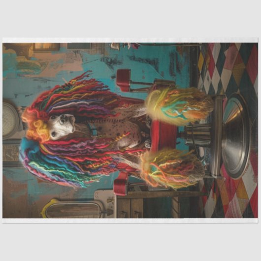 プードルの標準的な髪のドレッドロックデカッペ、 薄葉紙 (正面)