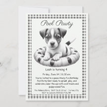 プードルの水しぶき 誕生日 プールパーティーの招待状