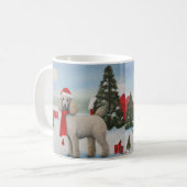 プードルの犬と雪のクリスマス コーヒーマグカップ (正面左)