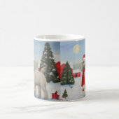 プードルの犬と雪のクリスマス コーヒーマグカップ (中央)