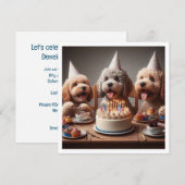 プードルの犬のカード,  プードルの誕生日 招待状 (正面/裏面)