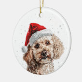 プードルの犬のクリスマスパーソナライズ セラミックオーナメント (左)