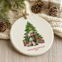プードルの犬のクリスマスパーソナライゼーション セラミックオーナメント