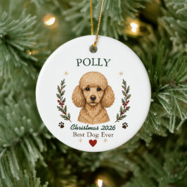 プードルの犬のクリスマス オーナメント 名前入り