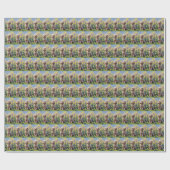 プードルの犬の春の花の絵画 ラッピングペーパー (フラット)