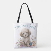 プードルの犬ママ フローラル トートバッグ (裏面)