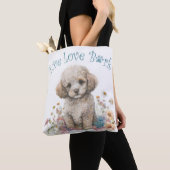 プードルの犬ママ フローラル トートバッグ (クローズアップ)
