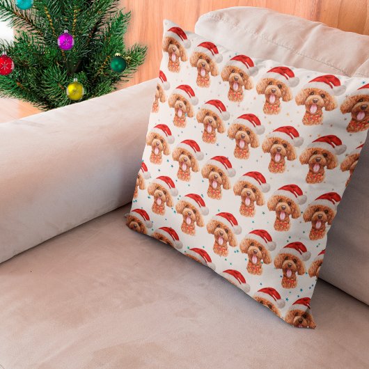 プードルの犬種のクリスマス星 クッション
