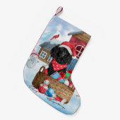 プードルの犬 雪の中のクリスマス犬小屋 スモールクリスマスストッキング (正面 (吊り時))